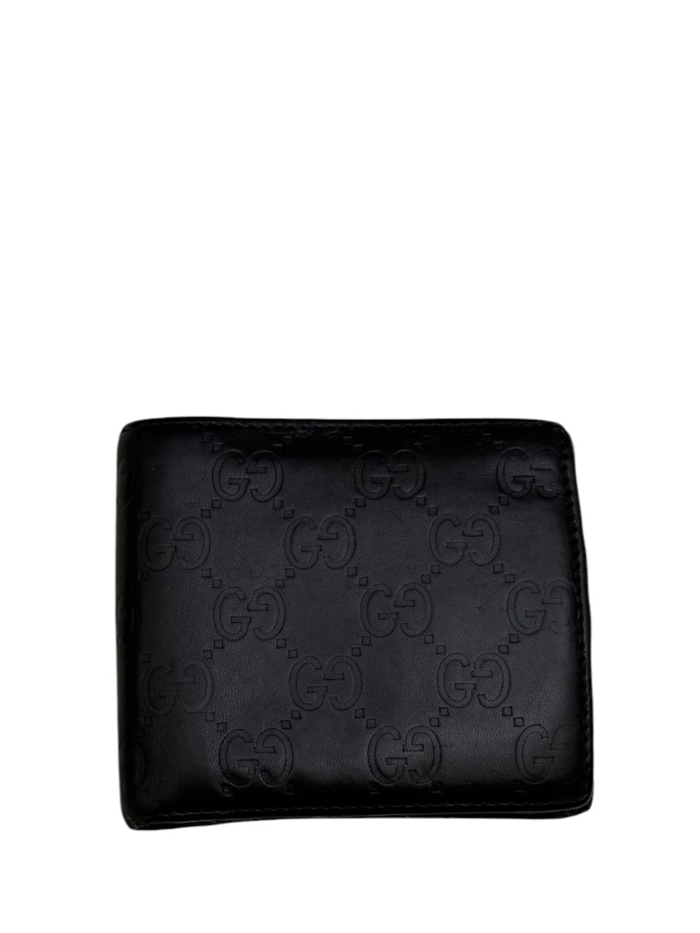 GUCCI - BLACK SOFT LEATHER GG EMBOSSED BIFOLD WALLET “GUCCISSIMA”